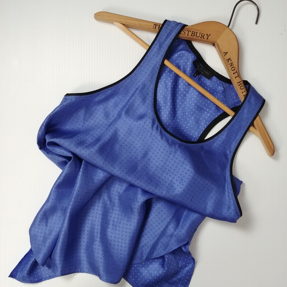 Rag & Bone Silk Celeste Dot Blue Tank